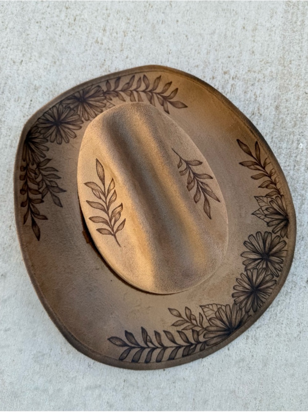 Floral cowboy hat tan nature cowgirl hat